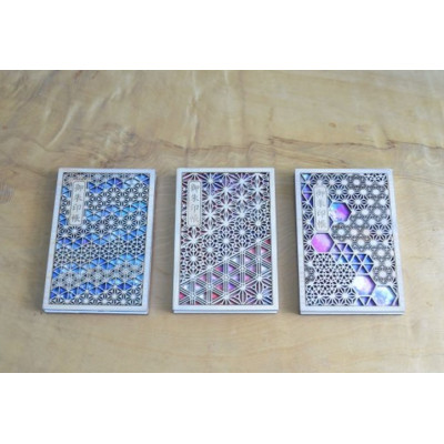 智頭杉の木製御朱印帳 ー組子模様ー　山(赤)(カバー付き)