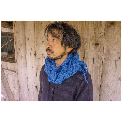 天然染料　藍染　ざくざくストール