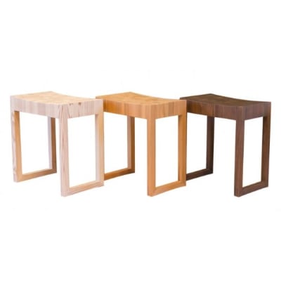 智頭杉　寄木スツール(ホワイト)