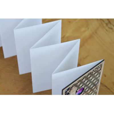 智頭杉の木製御朱印帳 ー組子模様ー　波(カバー付き)