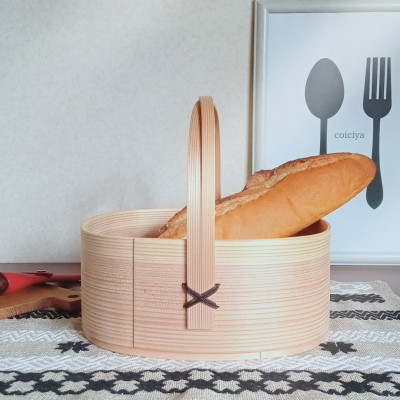 曲げわっぱのバスケット(無塗装)