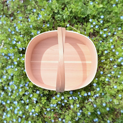 曲げわっぱのバスケット(無塗装)