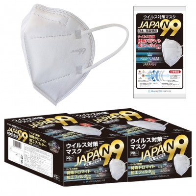 【日本製】ジャパン99 5層構造 特許取得 ドロマイト加工フィルター マスク 個包装 20枚入×2箱
