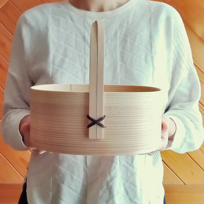 曲げわっぱのバスケット(無塗装)