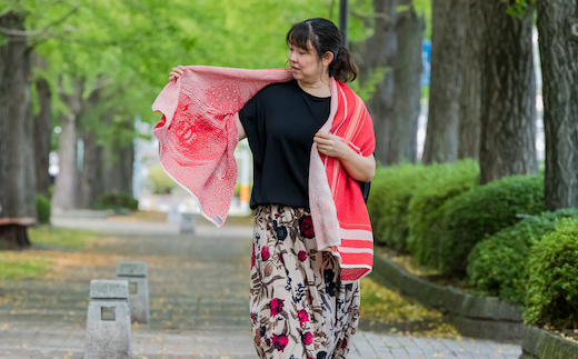 ペットオーダーメイドニット メモリアルコットンショール（ライン柄）