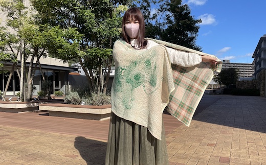 ペットオーダーメイドニット メモリアルコットンショール（チェック柄）