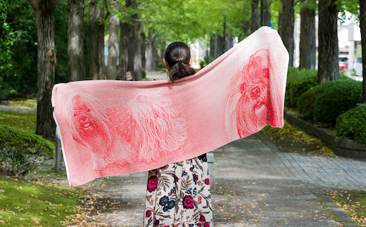 ペットオーダーメイドニット メモリアルコットンショール（ライン柄）