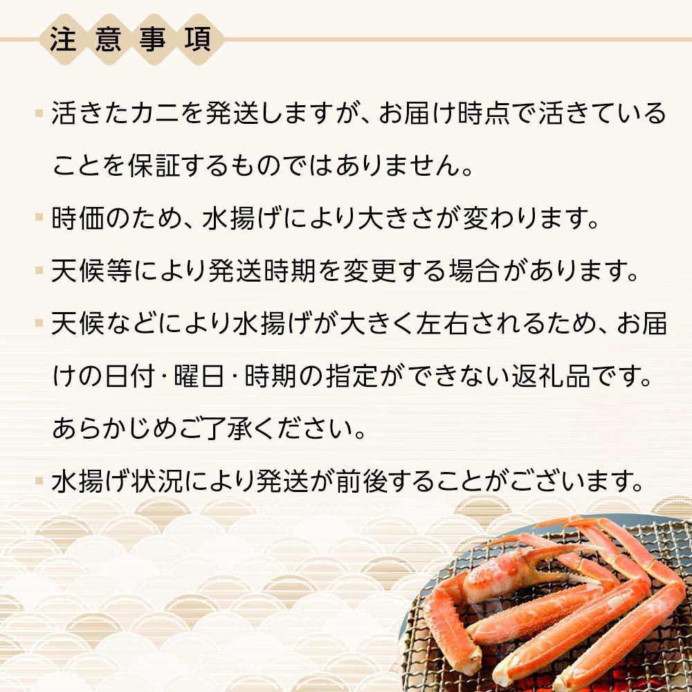 1046.【2025年12月～2026年1月発送】特撰 松葉がに（なま）【訳あり】900g超の大きいサイズ 食べ応えあり 特大3杯
