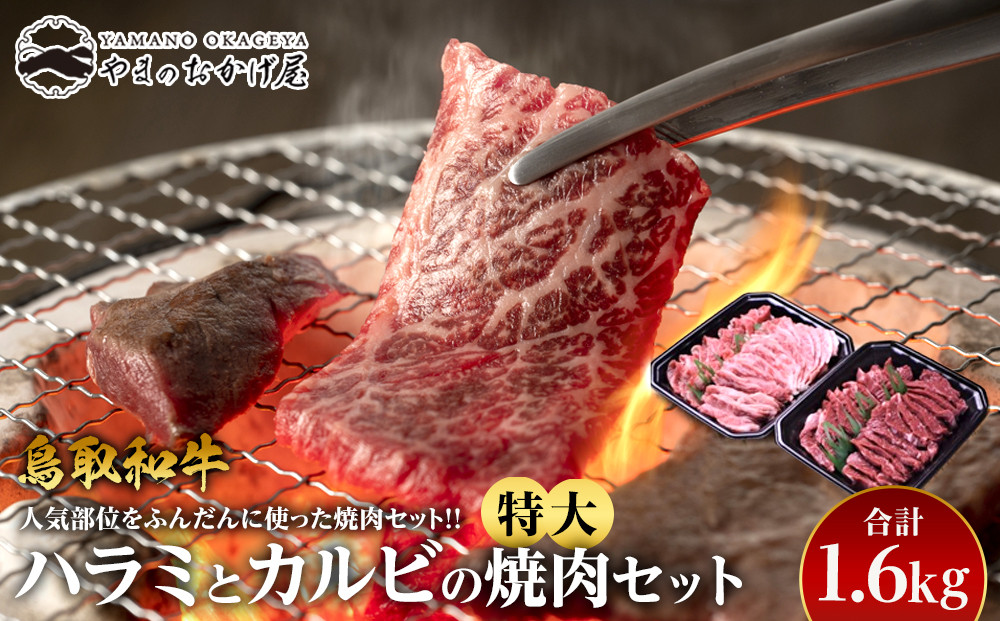 45.鳥取牛ハラミと鳥取和牛カルビの特大焼肉セット 合計1.6kg