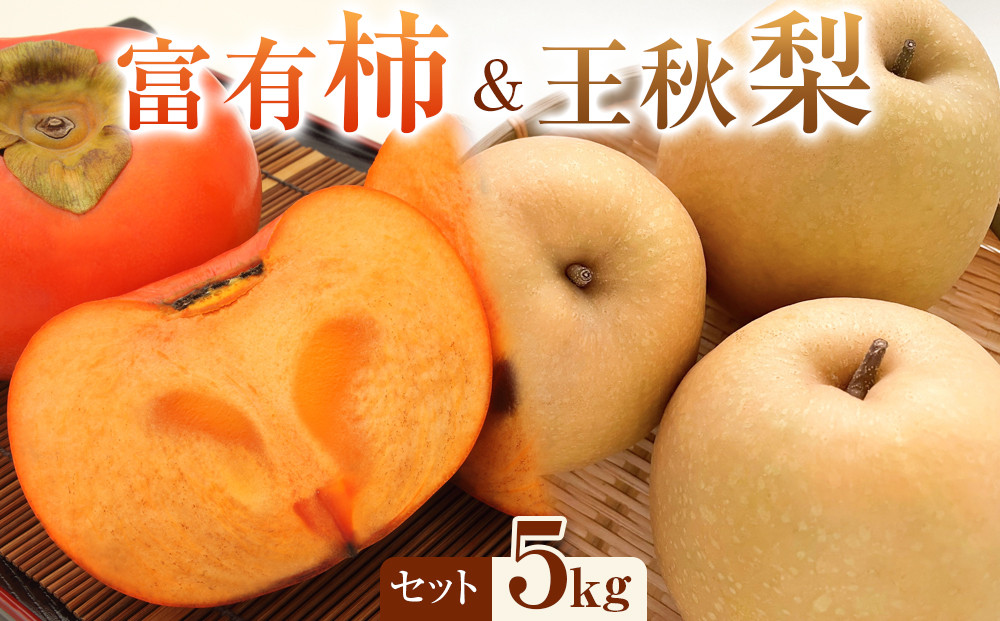 336.【先行予約】富有柿と王秋梨のセット 5kg前後　※2026年11月上旬～12月上旬頃に順次発送予定