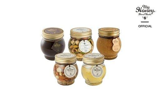 359.ナッツの蜂蜜漬け＆アカシアハニー＆ハニーショコラ＆エトワール＆ピーナッツハニーのセット　各１個