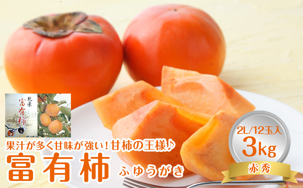 748.【先行予約】【ＪＡ】　富有柿　赤秀2Ｌ 3kg箱（12玉）※着日指定不可　※離島への配送不可　※2026年11月初旬頃～11月下旬頃に順次発送予定