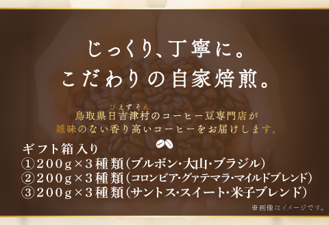 【3回定期便】【コーヒー粉】自家焙煎コーヒー　ギフト箱入り　600g×3回