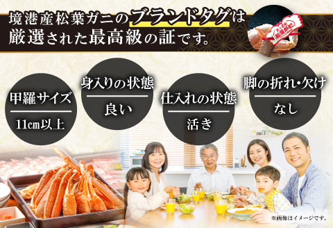 【蒸し】タグ付き松葉ガニ 大 2枚 【松葉ガニ 松葉がに 松葉蟹 まつばがに かに カニ 冷蔵 チルド ブランド ズワイガニ 蒸し ボイル タグ付き 国産 季節限定 お取り寄せ お祝い 鳥取県 日吉津村 日本海】