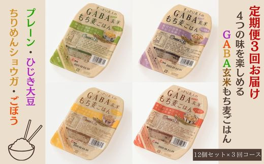 【3回定期便】GABA玄米もち麦ごはん4種セット（12パック）