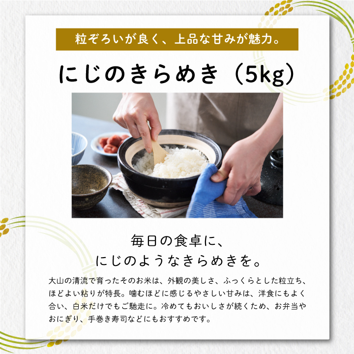 ON-03 大山岡田農園のお米食べ比べセット（にじのきらめき5kg・こしひかり5kg）