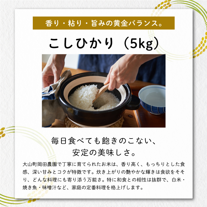 ON-03 大山岡田農園のお米食べ比べセット（にじのきらめき5kg・こしひかり5kg）