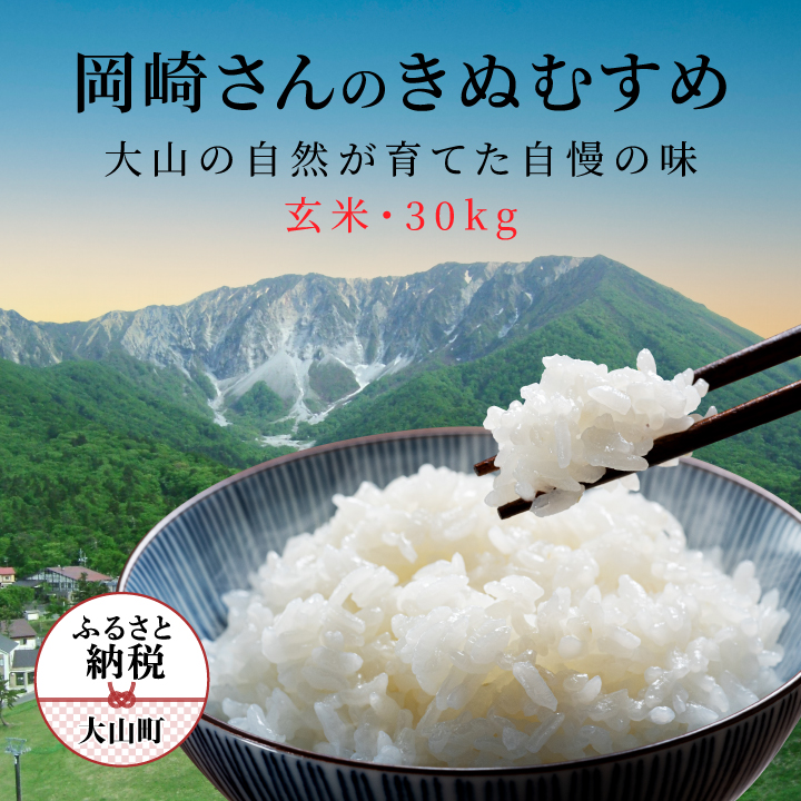 OJ-01 大山の自然が育んだ岡崎さんのきぬむすめ30kg【玄米】