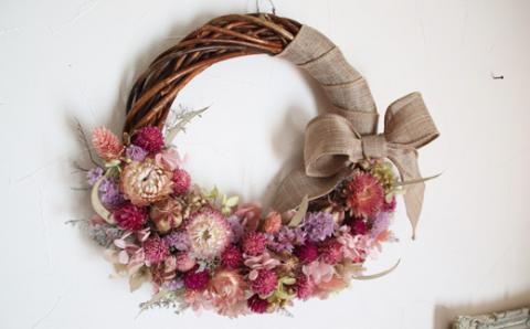 里山のドライフラワーリース