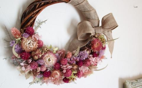 里山のドライフラワーリース