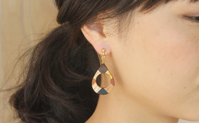 白谷工房　寄木のドロップイヤリング