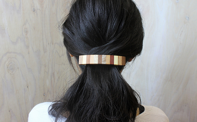 白谷工房　寄木のストライプバレッタ