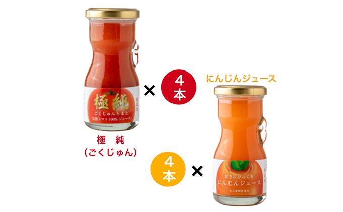 星降る里 鳥取県日南町の飲みきりサイズのミニボトル トマトジュースとにんじんジュース 8本セット