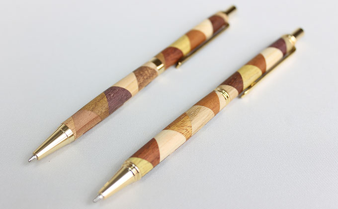 寄木のシャープペンシル・三角チェック