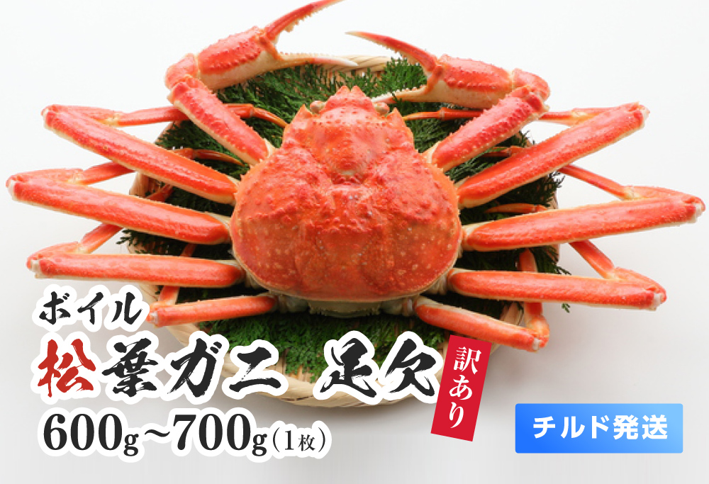 【離島発送不可】【チルド発送】訳あり ボイル松葉ガニ 1枚600～700g 脚1本折れ 美保水産 松葉ガニ 松葉がに かに 蟹 カニ 鳥取県境港