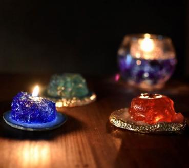 星取県キャンドル星降るミニキャンドル　ブルー【夜空】/　金木犀の香　神秘　癒し　１点もの　春の柚　0824