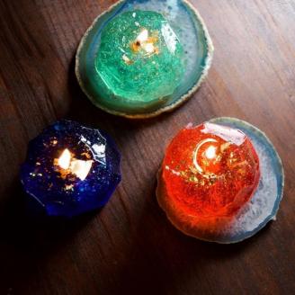 星取県キャンドル星降るミニキャンドル　レッド【夕空】/　金木犀の香　神秘　癒し　１点もの　春の柚　0825