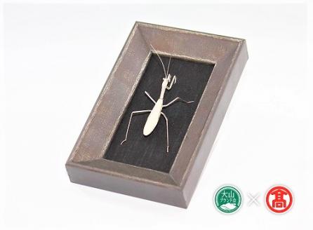 ＜tree frog＞銀の虫オブジェ カマキリ 額装 / metal insect series 185-BD5 0641