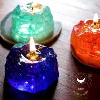 星取県キャンドル星降るミニキャンドル　ブルー【夜空】/　金木犀の香　神秘　癒し　１点もの　春の柚　0824