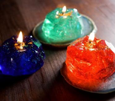 星取県キャンドル星降るミニキャンドル　レッド【夕空】/　金木犀の香　神秘　癒し　１点もの　春の柚　0825