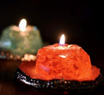 星取県キャンドル星降るミニキャンドル　レッド【夕空】/　金木犀の香　神秘　癒し　１点もの　春の柚　0825