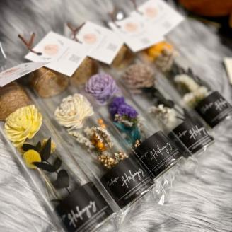 ドライフラワー ガラスのコルク瓶 ５本セット インテリア / かわいい カラフル なごみ １点モノ 春の柚 0863