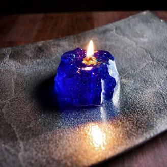 星取県キャンドル星降るミニキャンドル　ブルー【夜空】/　金木犀の香　神秘　癒し　１点もの　春の柚　0824