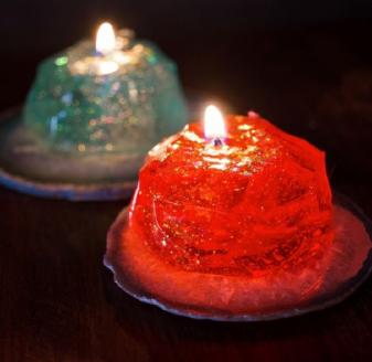 星取県キャンドル星降るミニキャンドル　レッド【夕空】/　金木犀の香　神秘　癒し　１点もの　春の柚　0825