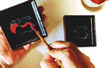 黒漆塗り 松江市の花 椿文鉢 島根県松江市/いしむら塗物工房 [ALAE003] 陶磁器 漆器