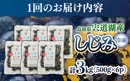 【全3回定期便】食べる分だけさっと使える！宍道湖産 冷凍大和しじみ (M)500g×6袋 島根県松江市/平野缶詰有限会社 [ALBZ033]