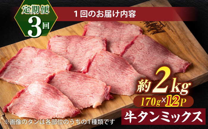 【全3回定期便】焼肉の常識を覆す！店主渾身の隠れ絶品 しまね和牛タンミックス 計約6.0kg　焼肉 牛タン 部位おまかせ ミックス 島根県松江市/株式会社O.R.C [ALEF037]