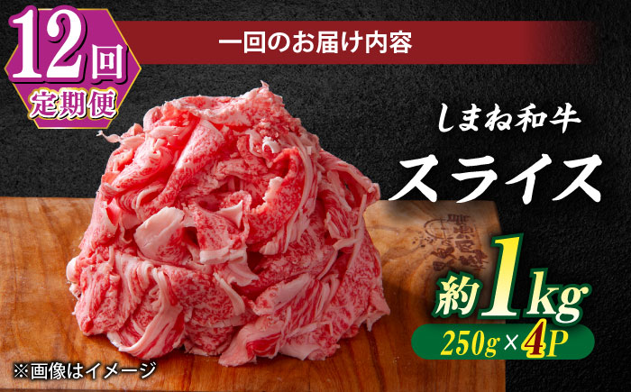 【全12回定期便】受賞歴多数 しまね和牛 スライス(1kg) 島根県松江市/株式会社O.R.C [ALEF073]