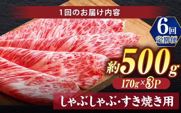 【全6回定期便】極上厳選！受賞歴多数 しまね和牛 しゃぶしゃぶ/すき焼き用 計約3.0kg 島根県松江市/株式会社O.R.C [ALEF109]