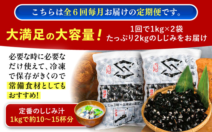 【全6回定期便】地元でも入手困難なレアサイズ！ Lサイズ 宍道湖産ヤマトシジミ(冷凍砂抜き済み)1kg×2袋(2kg) 島根県松江市/宍道湖漁業協同組合 [ALAZ010]