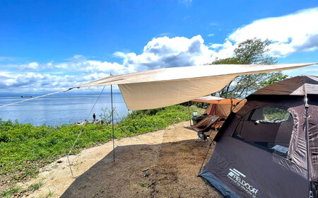 海を一望！美保関キャンプサイト ペア1日利用券+美保館展望大浴場入浴付 島根県松江市/有限会社美保館 [ALCX005] 宿泊券