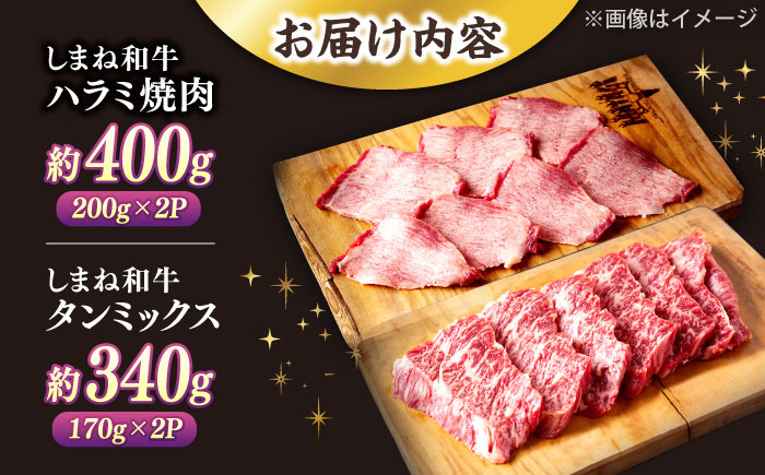 極上厳選！受賞歴多数 しまね和牛 ハラミ焼肉・牛タンのセット！計740g 島根県松江市/株式会社O.R.C [ALEF015]