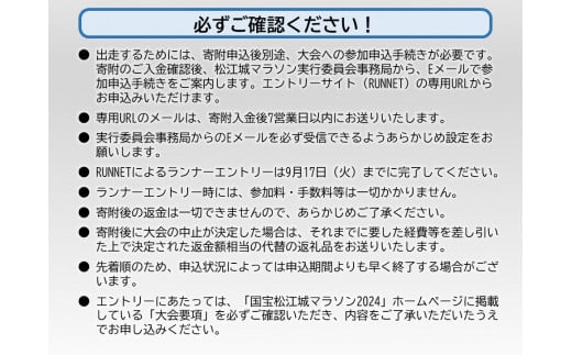 【チョイス限定】「国宝松江城マラソン2024」出走権（1名分） 島根県松江市/国宝松江城マラソン実行委員会 [ALEU001] アウトドア スポーツ
