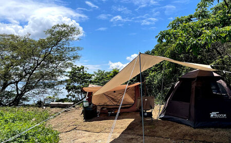 海を一望！美保関キャンプサイト ペア1日利用券+美保館展望大浴場入浴付 島根県松江市/有限会社美保館 [ALCX005] 宿泊券