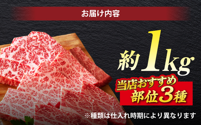 極上厳選！受賞歴多数 しまね和牛 焼肉セット 部位3種(1kg) 島根県松江市/株式会社O.R.C [ALEF003] 牛肉