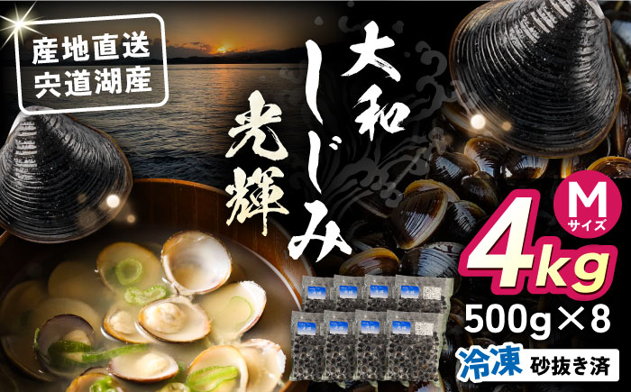 【年内発送】産地直送！宍道湖産 冷凍大和しじみMサイズ4kg(500g×8) 砂抜き処理済 島根県松江市/りすたむMatsue [ALDE003]